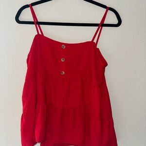 Paper Crane Red Button-Down Blouse